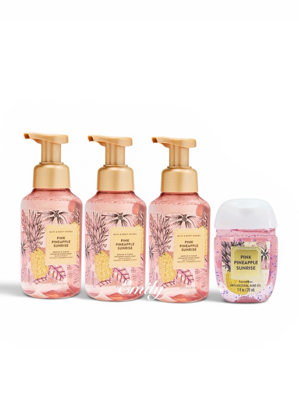 3X Bath & Body Works Costa Rica PINK PINEAPPLE SUNRISE foam hand soap bundle
